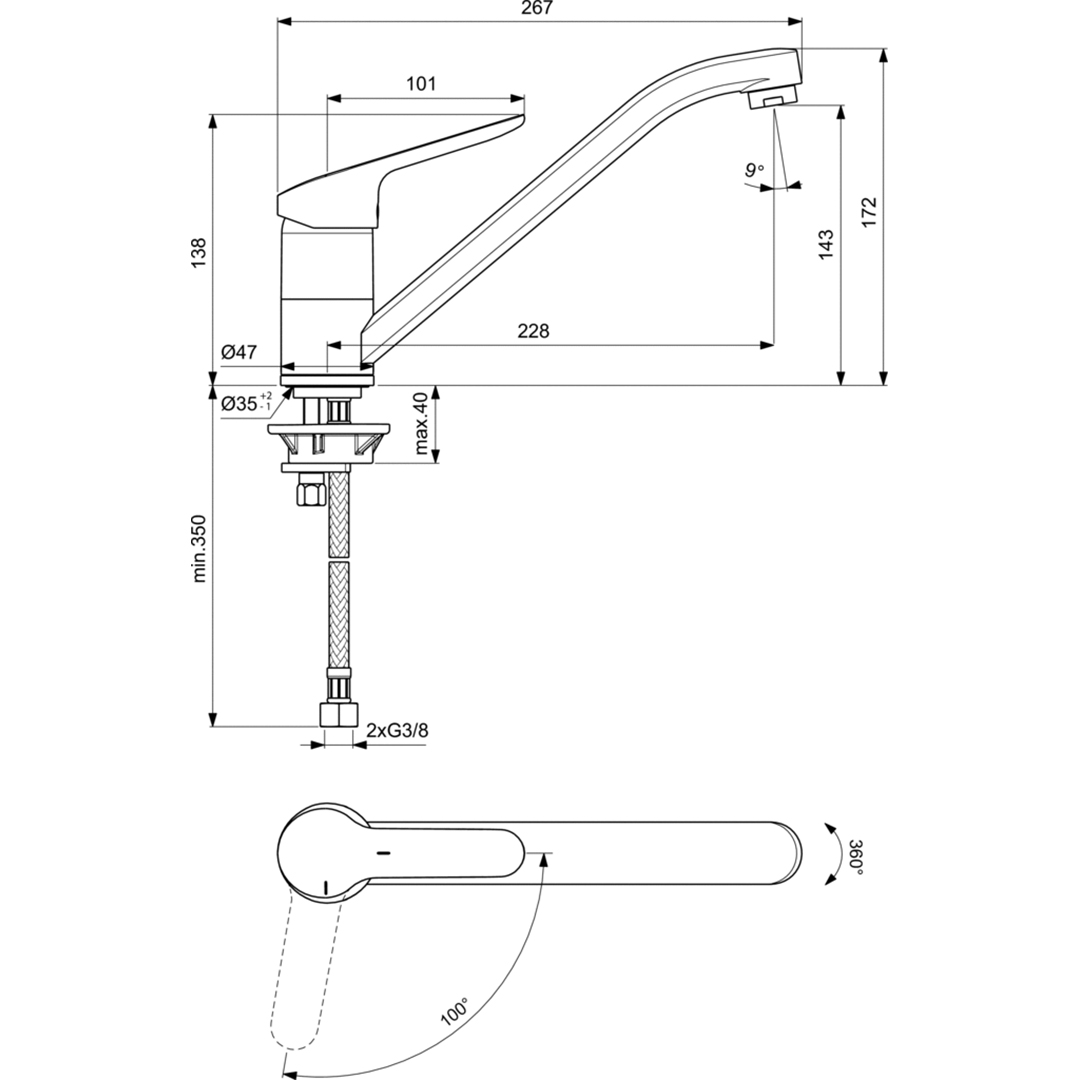  Ceraflex freestanding kitchen mixer with tubular spout BlueStart BC129AA – Ideal Standard 11.32.321.0004 – снимка 1